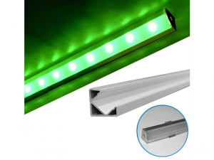Profil Aluminiu 90A&deg; PT pentru banda LED dispersor transparent - L:1m