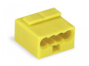 MICRO PUSH WIREA&reg; connector for junction boxes; for solid conductors; 0.8 mm A&#152;; 4-conductor; light gray cover; Surrounding air temperature: max 60A&deg;C; yellow