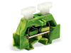 Space-saving, 2-conductor end terminal block; on both sides with push-button; without protruding snap-in mounting foot; for terminal strips with snap-in mounting feet; 2.5 mmA&sup2;; CAGE CLAMPA&reg;; 2,50 mmA&sup2;; green-yellow