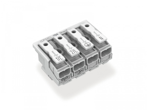 Lighting connector; push-button, external; for LinectA&reg;; without ground contact; 1/LA&acute;-2/L-PE-N; 4-pole; Cod. A; Lighting side: for solid conductors; Inst. side: for all conductor types; max. 2.5 mmA&sup2;; Surrounding air temperature: max 85A&d