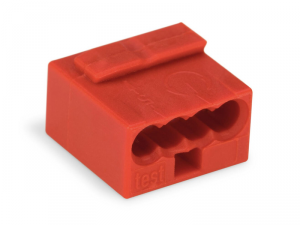 MICRO PUSH WIREA&reg; connector for junction boxes; for solid conductors; 0.8 mm A&#152;; 4-conductor; light gray cover; Surrounding air temperature: max 60A&deg;C; red