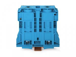 2-conductor through terminal block; 185 mmA&sup2;; lateral marker slots; only for DIN 35 x 15 rail; POWER CAGE CLAMP; 185,00 mmA&sup2;; blue