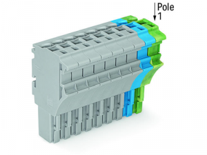 1-conductor female plug; 2.5 mmA&sup2;; 10-pole; 2,50 mmA&sup2;; gray, blue, green-yellow