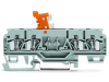 4-conductor disconnect/test terminal block; with pivoting knife disconnect; with test port; orange disconnect link; for DIN-rail 35 x 15 and 35 x 7.5; 2.5 mmA&sup2;; CAGE CLAMPA&reg;; 2,50 mmA&sup2;; gray