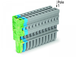 1-conductor female plug; 4 mmA&sup2;; 15-pole; 4,00 mmA&sup2;; green-yellow, blue, gray
