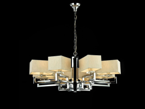 Candelabru Modern Meggapolis,8 becuri dulie E14, 230V,D.84cm, H.38 cm,Nichel