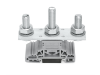 Stud terminal block; lateral marker slots; for DIN-rail 35 x 15 and 35 x 7.5; 3 studs, M10; 120,00 mmA&sup2;; gray