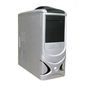 Carcasa Delux Middletower ATX 450W alimentare SATA, 4 bay, silver&black, USB, CD cover, Intel TAC air, maner, MF451