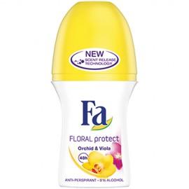 Deodorant antiperspirant roll-on Fa Floral Protect Orchid & Viola pentru femei, 50 ml