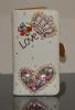 Husa Tip Portofel pentru iPhone 6 / 6S, Piele Ecologica, Magnetic, Imprimeu cu Strasuri LOVE 004