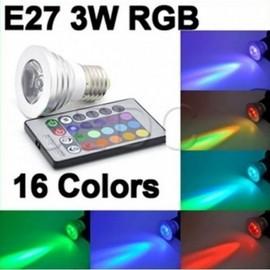 Bec Multicolor  Economic LED 9 W - Dulie E 27 - 16 culori diferite - Telecomanda - posibilitate modificare intensitate luminoasa - jocuri de lumini