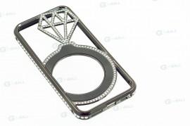 Rama de protectie / Bumper Elegant din Metal - Cu strasuri pentru iPhone 5 / 5S - Negru 155