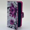 Husa Tip Portofel pentru iPhone 6 / 6S, Piele Ecologica, Magnetic, Imprimeu Wallet Purple Rose 134
