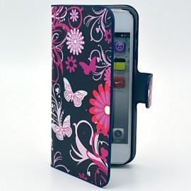 Husa Tip Portofel pentru iPhone 6 / 6S, Piele Ecologica, Magnetic, Imprimeu cu Gerbera si Fluturi 133