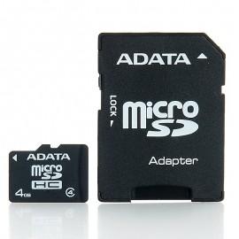 Secure Digital Card micro SDHC 4GB class4 ADATA, adaptor SD
