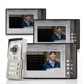 J92 Interfon Wireless Video pentru usa '' Triga" - 3 Monitoare pentru 3 Gospodarii separate, Infrarosu