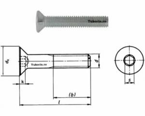 Surub cap inecat imbus DIN 7991-8.8 M 8x 20 ZA SW5