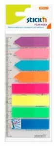 Stick index plastic transp. color 45 x 12 mm, 8 x 25 file/set + index sageata, Stick"n-8 culori neon