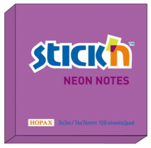Notes autoadeziv 76 x  76 mm, 100 file, Stick"n - mov neon