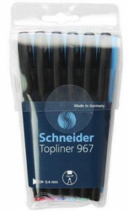 Liner SCHNEIDER  967, varf fetru 0.4mm,  6 culori/set - (N, R, A, V, Vi, Roz)