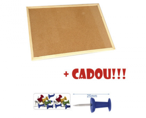 PANOU PLUTA 90x60 cm, rama lemn + CADOU!!! (Pioneze panou pluta asortate 35 buc/cutie)