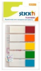 Stick index plastic transparent color 45 x 12 mm, 5 x 20 file/set, Stick"n - 5 culori transp./neon