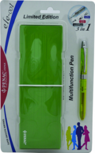 Pix multifunctional cu doua culori / creion mecanic 0.5mm, PENAC ELE 001 + penar cadou, verde