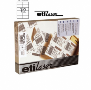 Etichete autoadezive 12/A4, 105 x 49,5 mm, 200 coli/top, ETILASER - albe