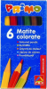 Creioane colorate morocolor primo, 9 cm lungime, 6 culori/cutie