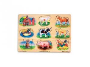 Puzzle de lemn cu sunete Animale de la ferma Melissa & Doug