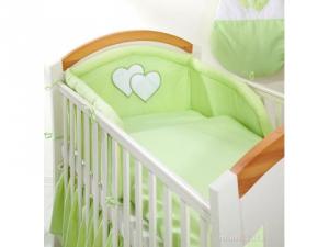 Lenjerie patut 5 piese 140 x 70 Inimioare Verde Mamo-Tato