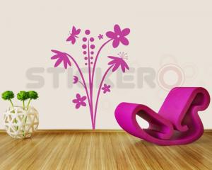 Sticker decorativ Floare cu fluturas