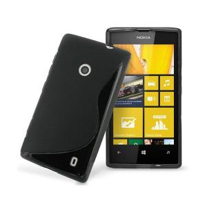 Husa Nokia Lumia 520 silicon S-Line negru / negru (TPU)