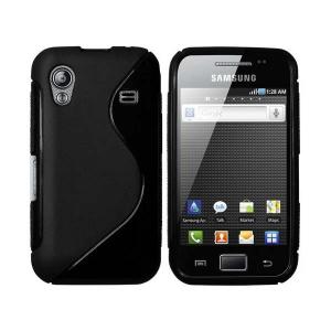 Husa silicon Samsung S5830 Galaxy Ace S-Line negru / negru (TPU)