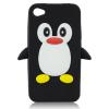 Husa silicon 3d apple iphone 4 / 4s pinguin negru