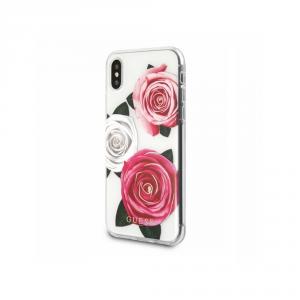 Husa Apple iPhone X, Guess, Roses, silicon, Transparent