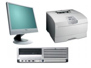 Calculator HP DC7700, Core 2 Duo E6300, 1.86Ghz, 1Gb, 80Gb + Monitor LCD 17 inci + Imprimanta Lexmark T430DN