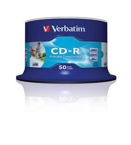 CD-R, 700MB, 52X, 50 buc/bulk, printabil, VERBATIM AZO Wide Prin