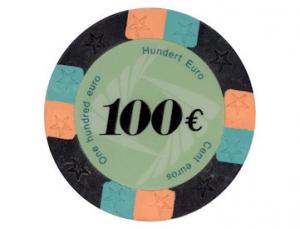 Jeton Poker 12 Star clay 10g - Negru valoarea 100 Euro