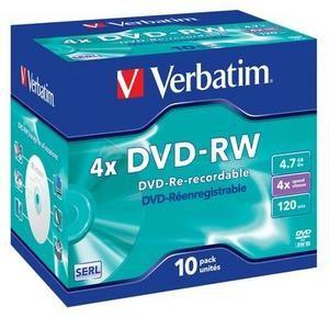 DVD-RW, 4.7GB, 4X, carcasa jewel, 10 pack, VERBATIM Matt Silver