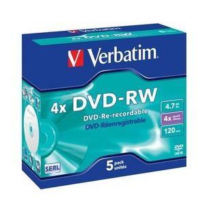 DVD-RW, 4.7GB, 4X, carcasa jewel, 5 pack, VERBATIM Matt Silver