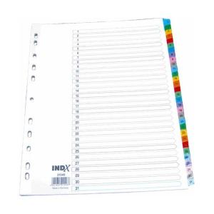 Index carton Mylar, numeric 1-31, margine color, Optima