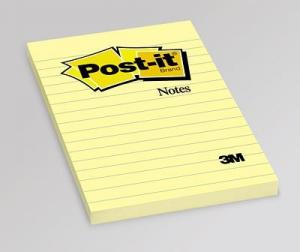 Notes autoadeziv liniat, 100 x 100mm, 300 file/set, galben, POST