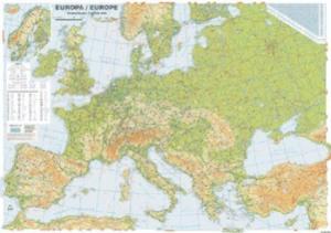 Harta plastifiata, Europa fizica si rutiera, 100 x 70cm, AMCO PR