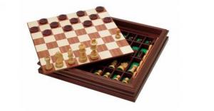 Set sah complet din lemn - tabla sah de 36x36 cm - contine si pi