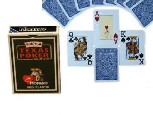 Carti poker model Texas Holdem 100% plastic , albastru