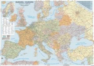 Harta plastifiata, Europa politica si rutiera, 140 x 100cm