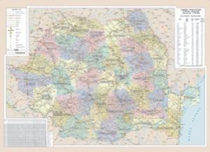 Harta plastifiata, Romania administrativ-rutiera, 140 x 100cm