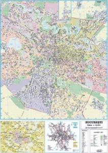 Harta plastifiata, Bucuresti plan oras administrativ-rutiera, 14