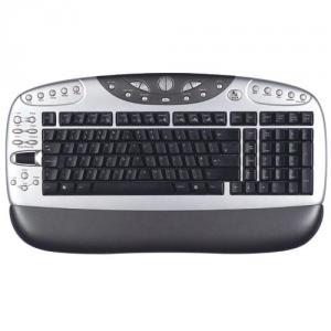 Tastatura Multimedia A4Tech KB-26, PS2, Argintiu/Negru